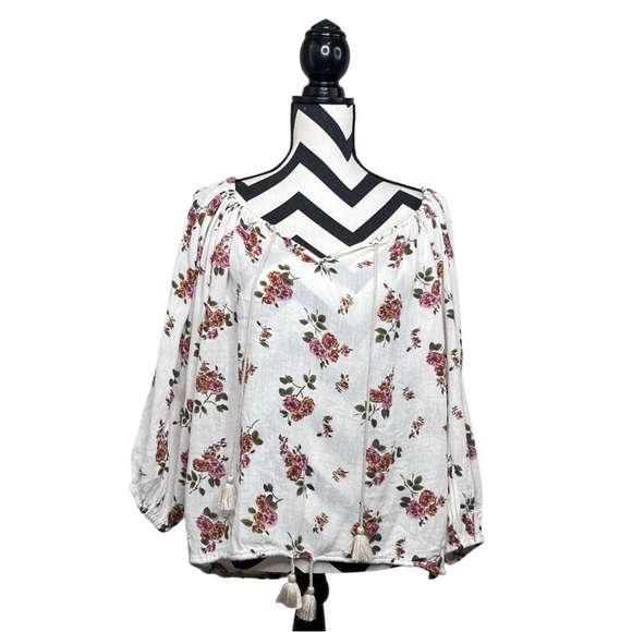 Denim & Supply Ralph Lauren Tops - Denim & Supply Ralph Lauren RL Boho Floral Cottagecore Sz M Puff-Sleeve Blouse